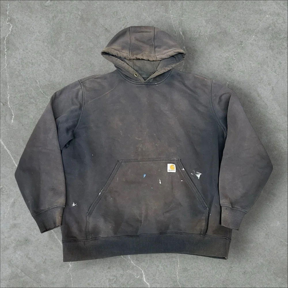 Carhartt Hoodie‎ Mens XL Black Faded Original Fit Distressed 100615 001 Pullover